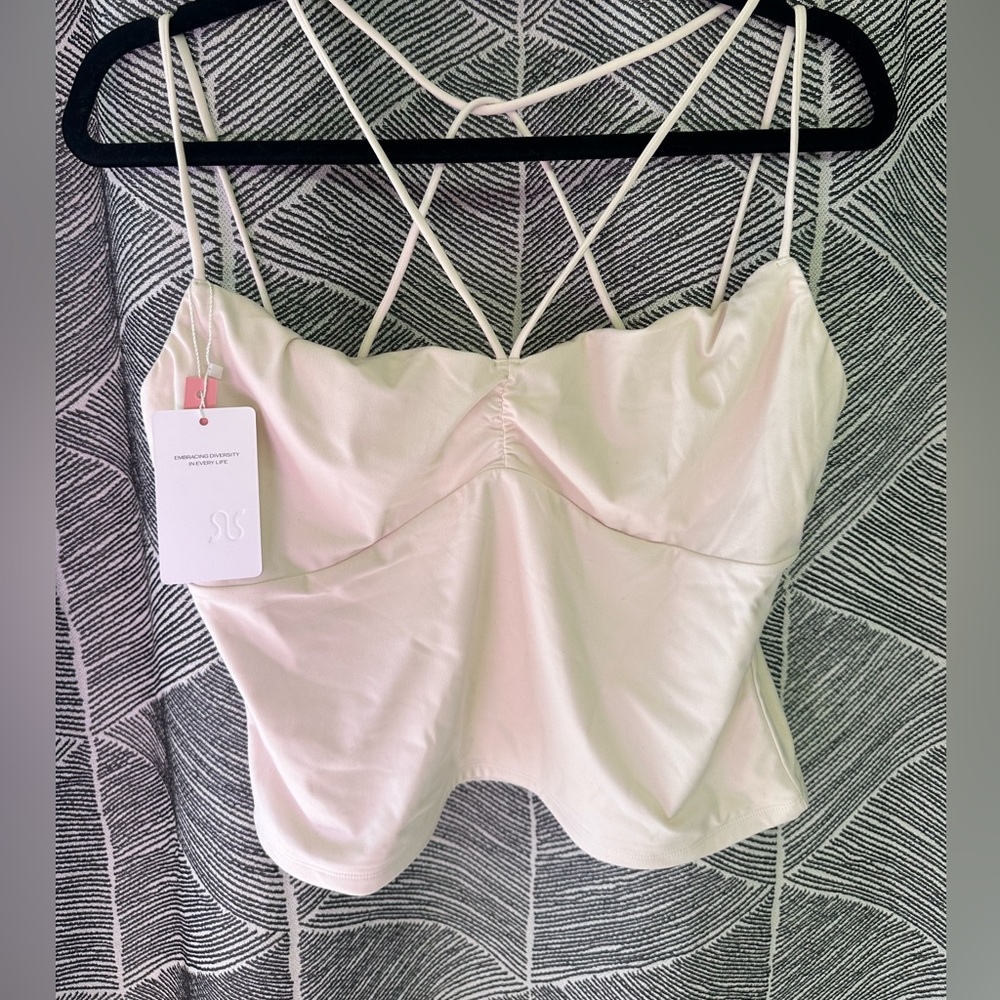 REORIA U-Neck Adjustable Tie-Front Crop Top Soft Sexy Sleeveless Tops <<<303>>>